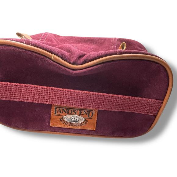 Vintage Lands End Square Rigger Canvas Toiletry Bag Shaving Dopp Kit Maroon USA - Picture 4 of 13
